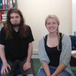 Mark Johnson and Rachel Holmshaw take a moment from their preparations for their trip to meet software developers in Southampton