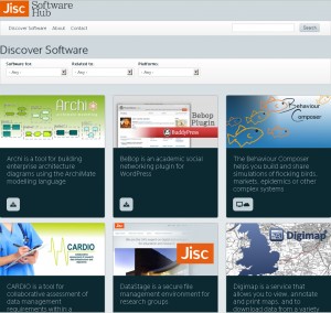 Screenshot of the pilot Jisc Software Hub website