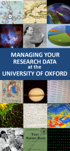 Front cover of the managing your research data at the University of Oxford leaflet