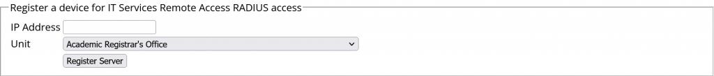 Registration form for 802.1X devices against the RA RADIUS server