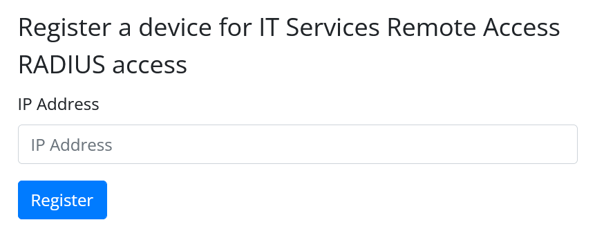 New registration form for 802.1X devices against the RA RADIUS server