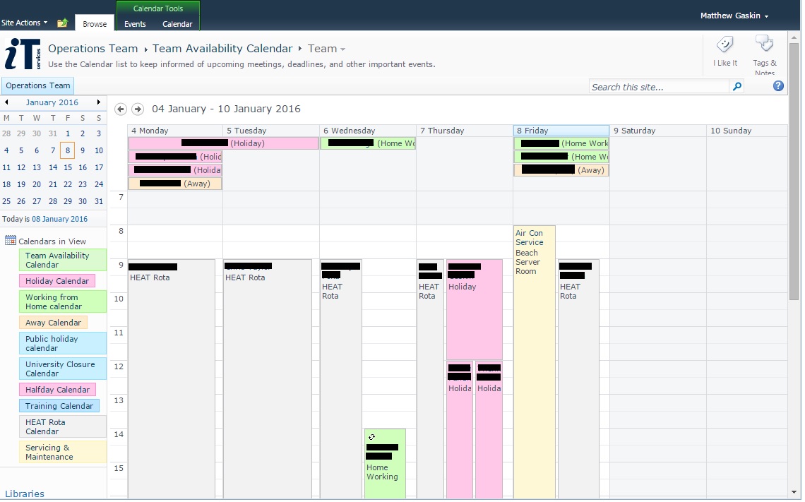 Colourcoded SharePoint calendars Nexus News