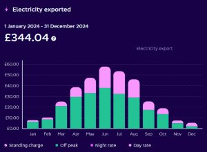 Bar chart of my electricity exports 2024