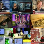 Collage of screenshots from news broadcasts