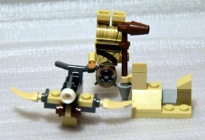 lego tusken raider hanging upside down